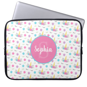 Housse Pour Ordinateur Portable Monogramme personnalisé par visage floral de