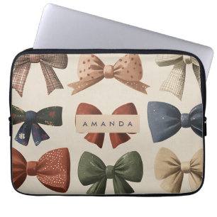 Housse Pour Ordinateur Portable Monogramme Personnalisé Retro Vintage Bow Motif