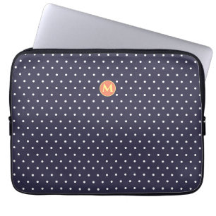 Housse Pour Ordinateur Portable Monogramme petit pois bleu pour ordinateur portabl