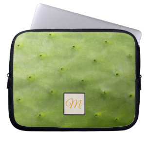 Housse Pour Ordinateur Portable Monogramme photo de Cactus vert tropical botanique