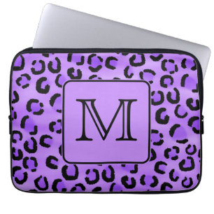 Housse Pour Ordinateur Portable Monogramme pourpre de coutume d'empreinte de