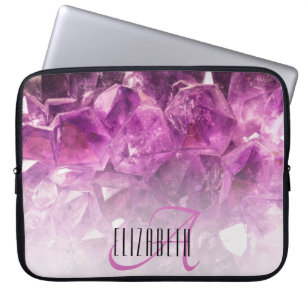 Housse Pour Ordinateur Portable Monogramme Purple Ombre Crystals