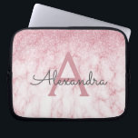 Housse Pour Ordinateur Portable Monogramme Rose en or Parties scintillant en marbr<br><div class="desc">Glam Rose Gold Ombre Faux Parties scintillant et Sparkle Marble Pierre Coque moderne et élégante. Ce coque peut être customisé pour inclure votre nom initial et prénom.</div>