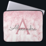 Housse Pour Ordinateur Portable Monogramme Rose en or Parties scintillant en marbr<br><div class="desc">Glam Rose Gold Ombre Faux Parties scintillant et Sparkle Marble Pierre Coque moderne et élégante. Ce coque peut être customisé pour inclure votre nom initial et prénom.</div>