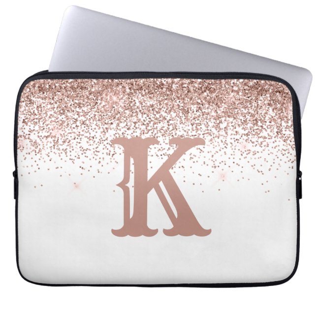 Housse Pour Ordinateur Portable Monogramme Rose Gold Parties scintillant fille per (Devant)