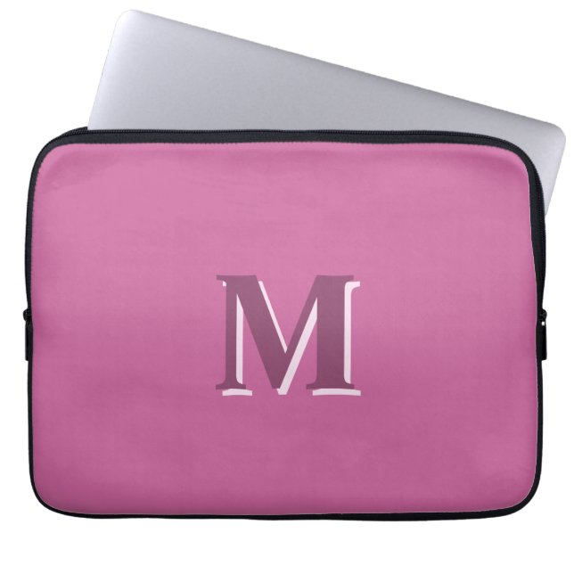 Housse Pour Ordinateur Portable monogramme rose vif (Devant)