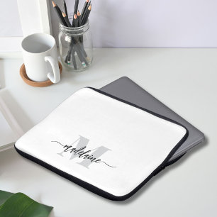 Housse Pour Ordinateur Portable Monogramme Silver Blanc noir personnel