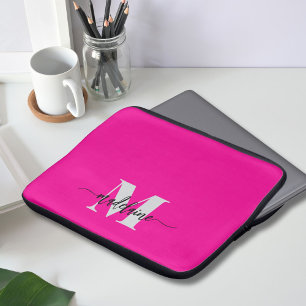 Housse Pour Ordinateur Portable Monogramme Silver rose noir personnel