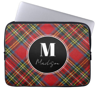 Housse Pour Ordinateur Portable Monogramme Tartan Nom du plan Manche de l'ordinate