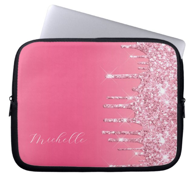 Housse Pour Ordinateur Portable Monogramme tendance Parties scintillant rose (Devant)
