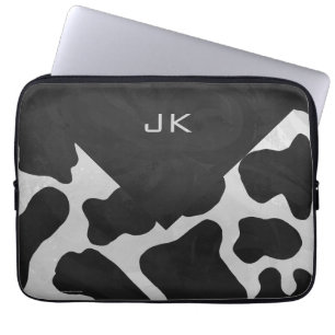 Housse Pour Ordinateur Portable Monogramme vache noir et blanc