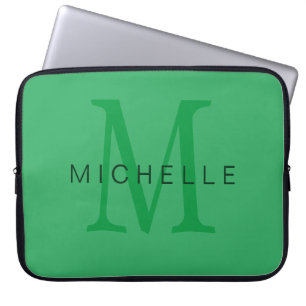 Housse Pour Ordinateur Portable Monogramme vert mer professionnel Votre nom