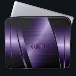 Housse Pour Ordinateur Portable Monogramme violet métal brossé en aluminium<br><div class="desc">Profond violet brillant look métallique,  motif en acier inoxydable. monogramme personnalisé et optionnel. Disponible sur d'autres produits et peut être demandé pour n'importe quel des produits offerts à Zazzle.</div>
