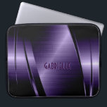 Housse Pour Ordinateur Portable Monogramme violet métal brossé en aluminium<br><div class="desc">Profond violet brillant look métallique,  motif en acier inoxydable. monogramme personnalisé et optionnel. Disponible sur d'autres produits et peut être demandé pour n'importe quel des produits offerts à Zazzle.</div>