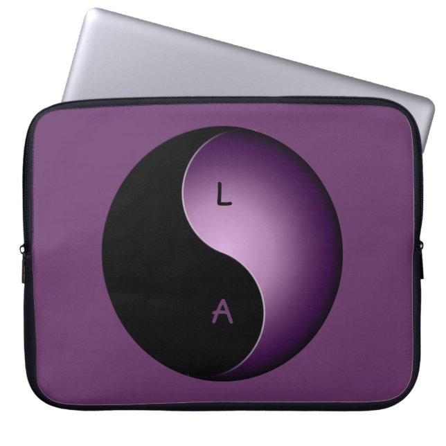 Housse Pour Ordinateur Portable monogramme yin yang - violet (Devant)
