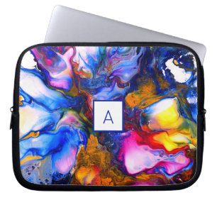 Housse Pour Ordinateur Portable Monogrammed agate Fluide Art personnalized