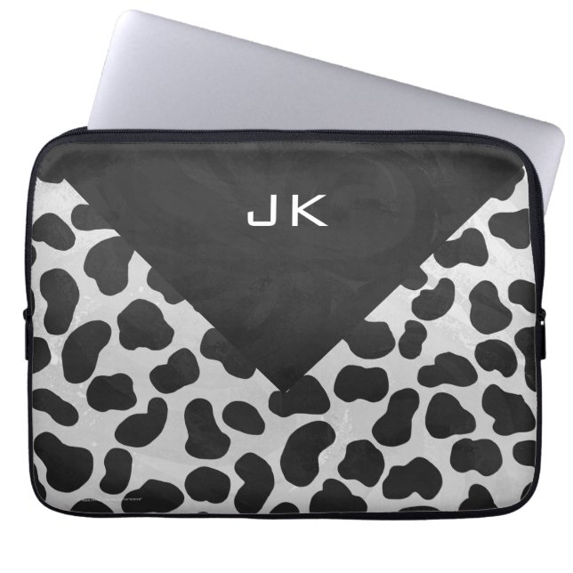 Housse Pour Ordinateur Portable Monographie dalmate noir et blanc (Devant)