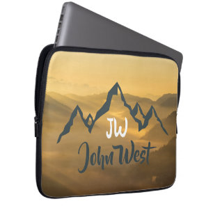 Housse Pour Ordinateur Portable Monographie de montagnes personnalisables Gold sun