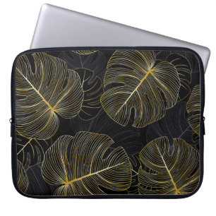 Housse Pour Ordinateur Portable Monstère dorée feuille, romantique sans couture fl