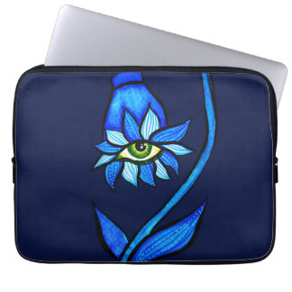 Housse Pour Ordinateur Portable Monstre à fleur d'oeil bleu éffrayant - Art d'horr
