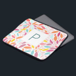 Housse Pour Ordinateur Portable Mosaïque de feuilles modernes monogrammes dans Pas<br><div class="desc">Un somptueux tapis de porte pastel personnalisé et coloré avec une mosaïque de feuilles dans les tons orange,  jaune,  turquoise et rose. Fait un merveilleux cadeau.</div>