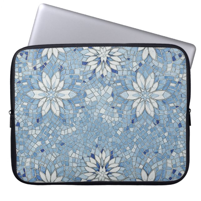 Housse Pour Ordinateur Portable mosaïque florale bleue (Devant)