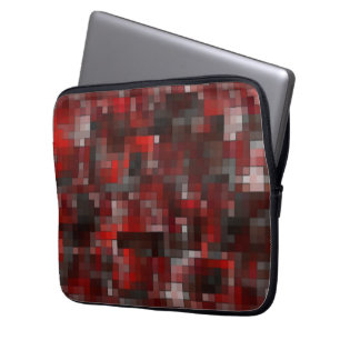 Housse Pour Ordinateur Portable Mosaïque numérique de carrés dans les tons rouges