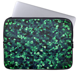 Housse Pour Ordinateur Portable Mosaïque verte noire avec couleur partiellement en