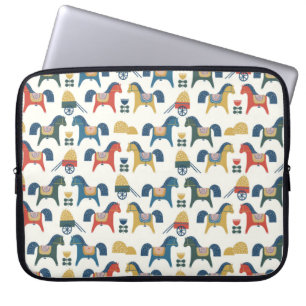 Housse Pour Ordinateur Portable Motif à cheval inspiré de l'art scandinave.