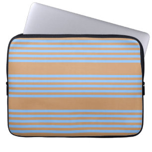 Housse Pour Ordinateur Portable Motif à cinq bandes bleu et brun