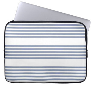 Housse Pour Ordinateur Portable Motif à cinq bandes bleu-gris et blanc