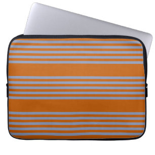 Housse Pour Ordinateur Portable Motif à cinq bandes bleu-gris et orange brûlé