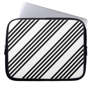 Housse Pour Ordinateur Portable Motif à cinq bandes noir et blanc