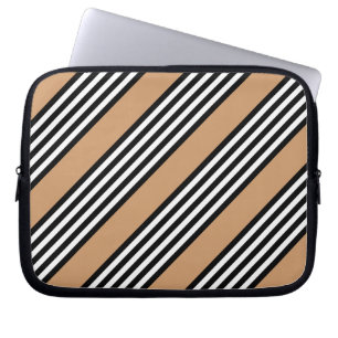Housse Pour Ordinateur Portable Motif à cinq bandes noir et blanc avec bronzage
