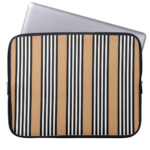 Housse Pour Ordinateur Portable Motif à cinq bandes noir et blanc avec bronzage