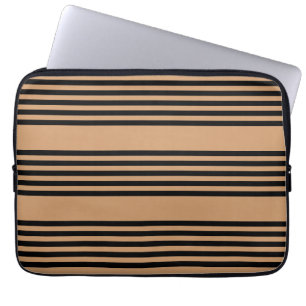 Housse Pour Ordinateur Portable Motif à cinq bandes noir et brun