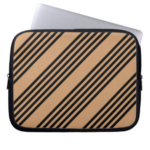 Housse Pour Ordinateur Portable Motif à cinq bandes noir et brun
