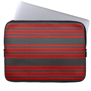 Housse Pour Ordinateur Portable Motif à cinq bandes rouge et charbon de bois