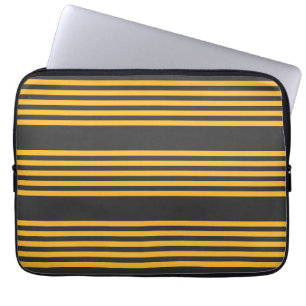 Housse Pour Ordinateur Portable Motif à cinq bandes Sunny jaune et charbon de bois