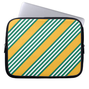 Housse Pour Ordinateur Portable Motif à cinq bandes vert et blanc avec jaune