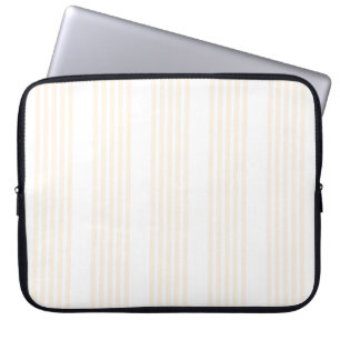 Housse Pour Ordinateur Portable Motif à cinq rayures beige et blanc