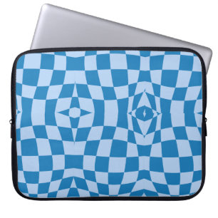 Housse Pour Ordinateur Portable Motif À damiers bleu