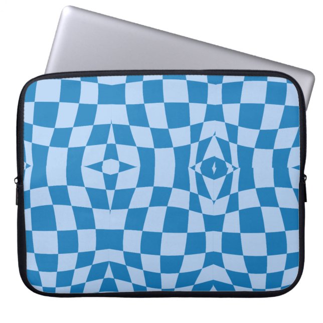 Housse Pour Ordinateur Portable Motif À damiers bleu (Devant)