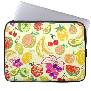 Housse Pour Ordinateur Portable Motif à doodle de fruits assoré