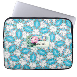 Housse Pour Ordinateur Portable Motif à fleurs Aqua