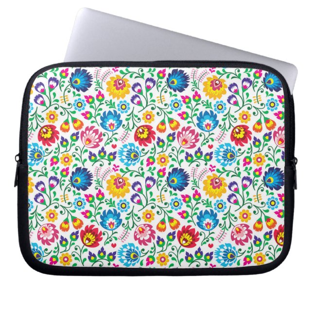 Housse Pour Ordinateur Portable Motif à fleurs d'art populaire 2 (Devant)