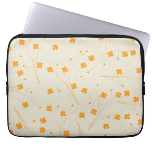 Housse Pour Ordinateur Portable Motif à fleurs les années 70 beige orange rétro Y2