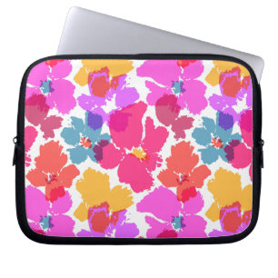 Housse Pour Ordinateur Portable Motif à fleurs moderne en néon coloré