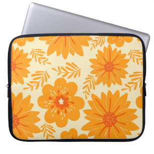 Housse Pour Ordinateur Portable Motif à fleurs orange Vintage rétro du milieu du s