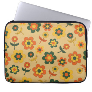 Housse Pour Ordinateur Portable Motif à fleurs Vintage orange rétro